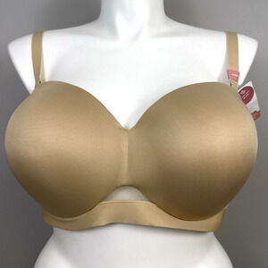 New Cacique Comfort Bliss Lightly Lined Multi-Way Strapless Bra Size 44DDD Beige